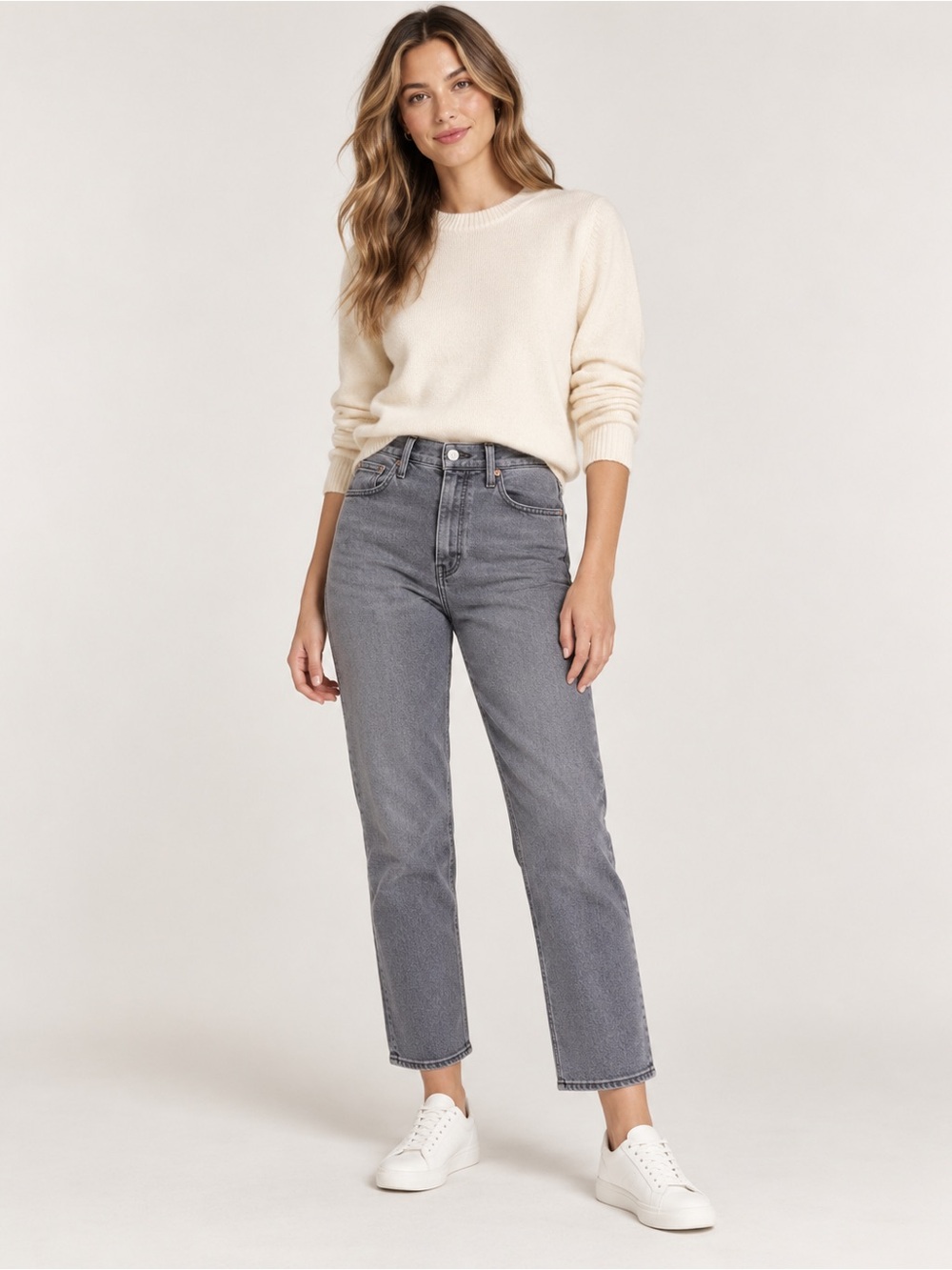 Levi’s Wedgie Straight Women’s Jeans Size 32 Gray High Rise Cropped Denim